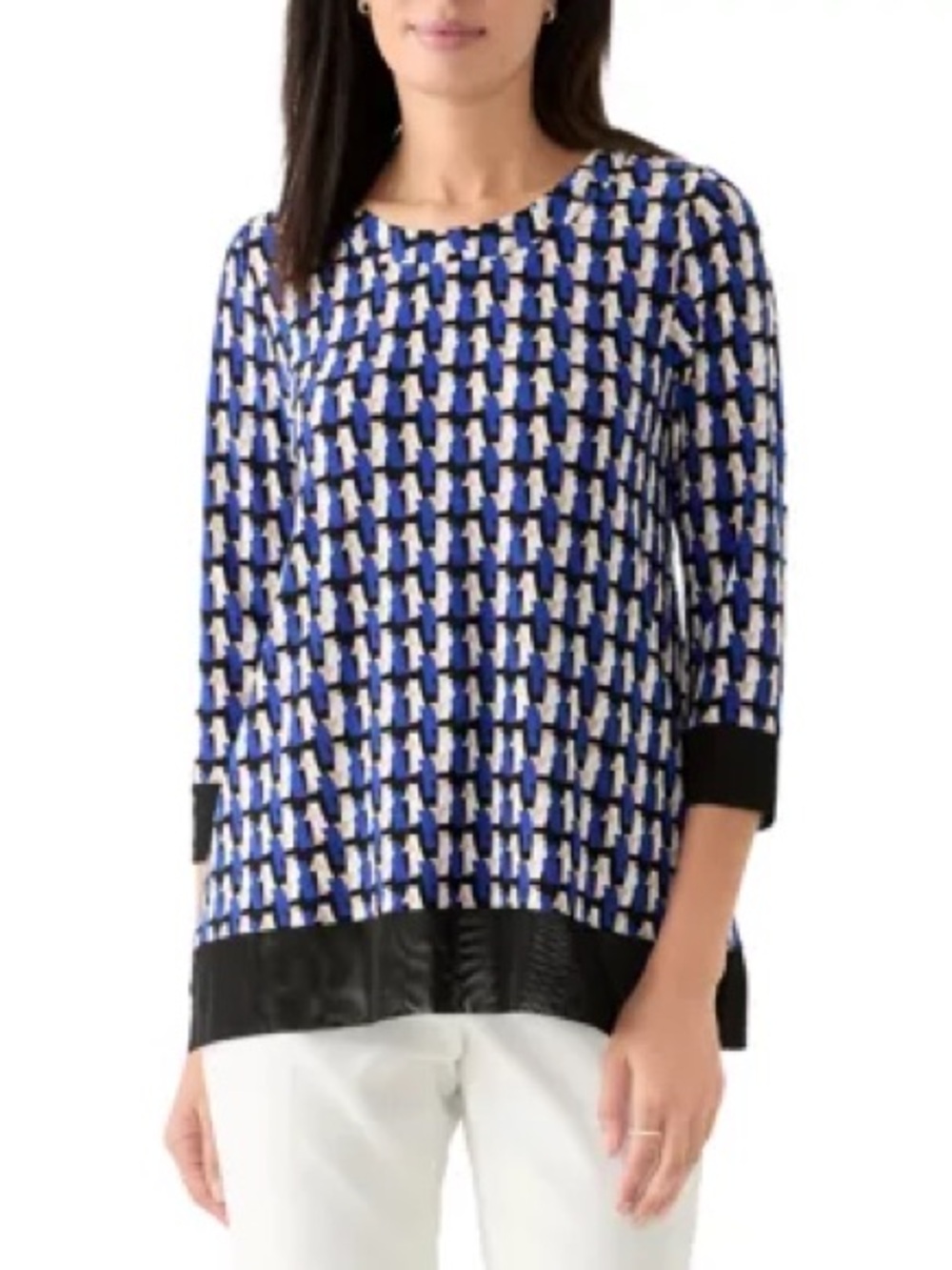 Anne Klein Women's 3/4 sleeve 
Geometric Print Tunic Top.